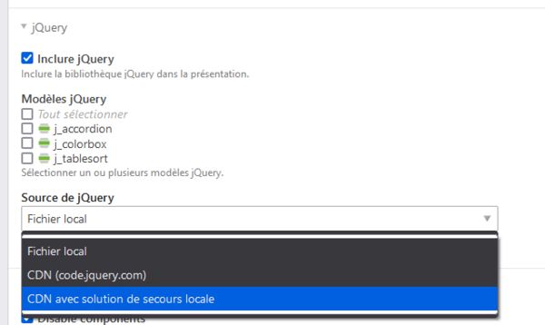 jQuery dans Contao