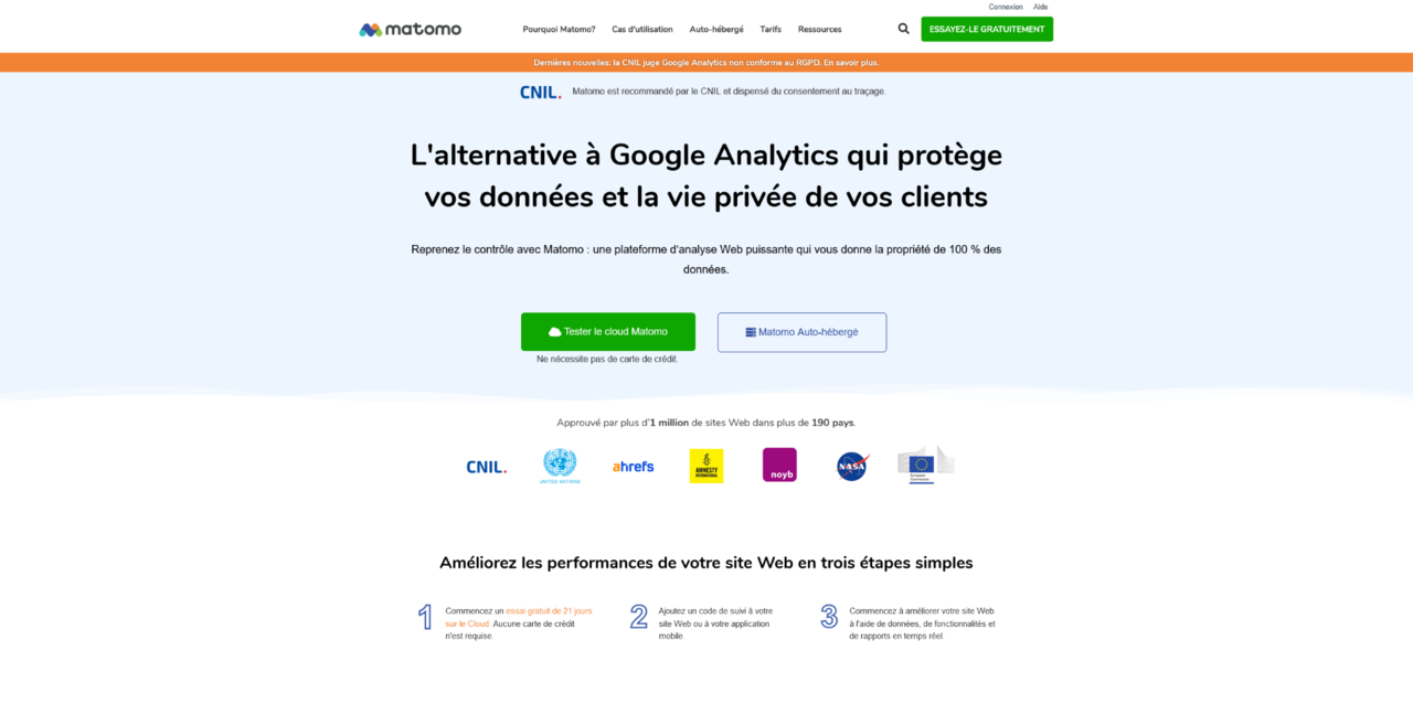 page de matomo