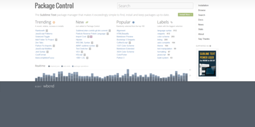 Capture de la page Home du site Package Control