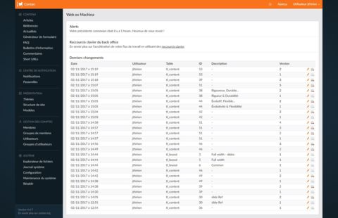 Capture d'écran du back-office avec Contao 4