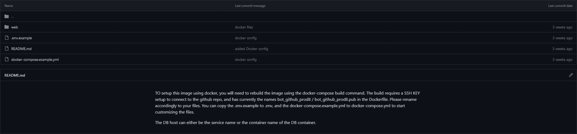 Exemple du dossier docker